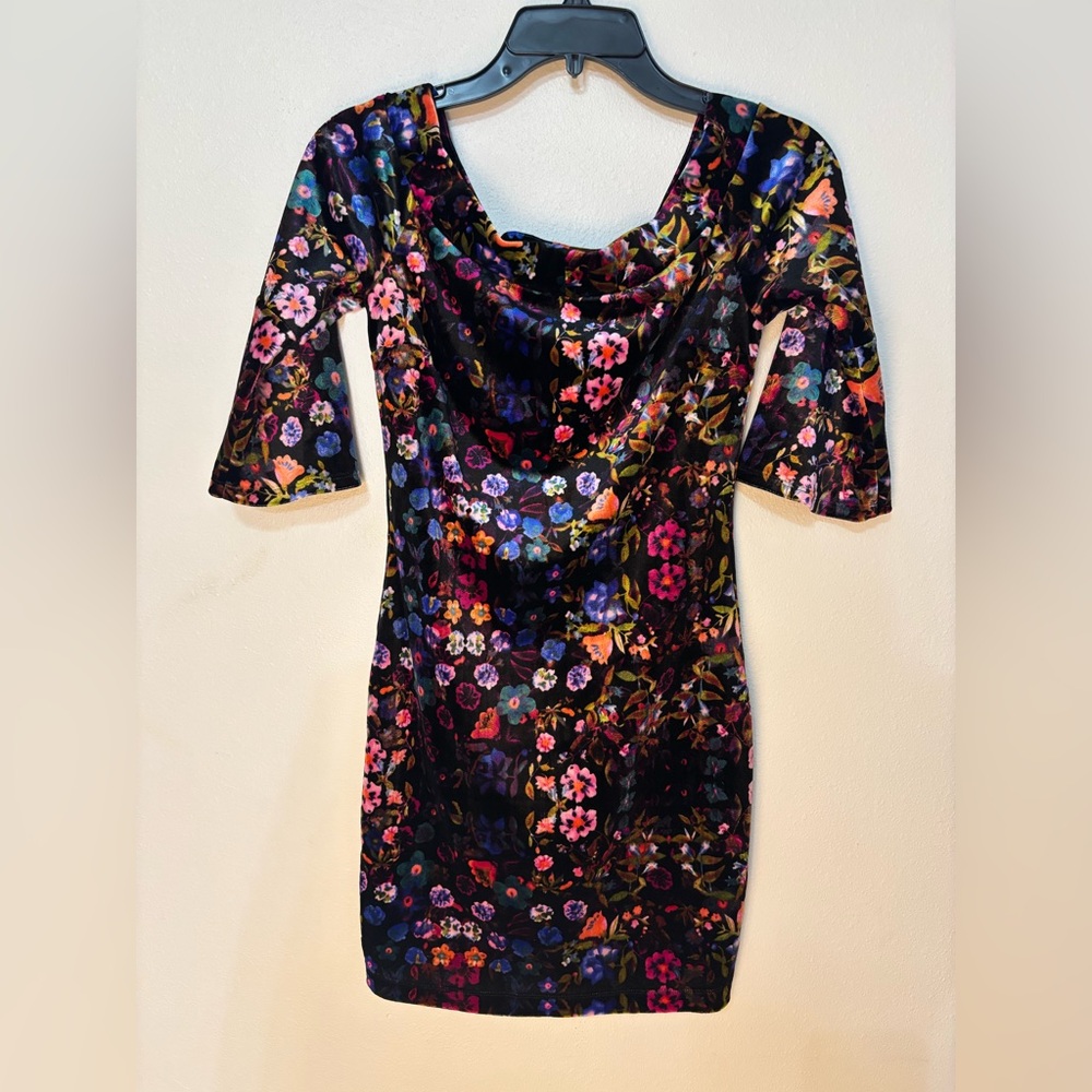 Emerald Sundae Vibrant Floral velvet Dress